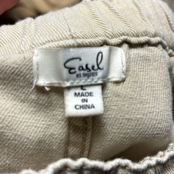 Easel cropped raw hem distressed destroyed khaki pants large - Picture 3 of 4